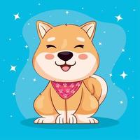 shiba inu con sciarpa scena vettore