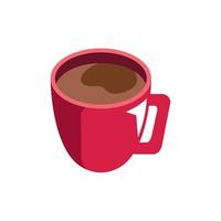 rosso caffè tazza isometrico vettore