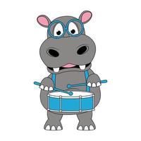 illustrazione di cartone animato animale ippopotamo carino vettore