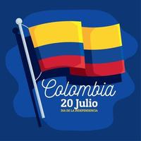 cartolina del giorno dell'indipendenza della Colombia vettore