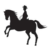 cowboy in silhouette di cavallo vettore