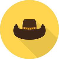 cowboy cappello piatto lungo ombra icona vettore