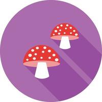 funghi piatto lungo ombra icona vettore