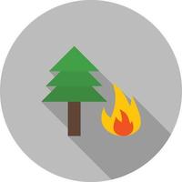 foresta fuoco piatto lungo ombra icona vettore