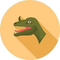 dinosauro viso piatto lungo ombra icona vettore