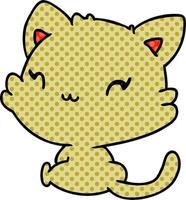 cartone animato di simpatico gattino kawaii vettore