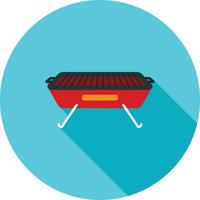 barbecue piatto lungo ombra icona vettore