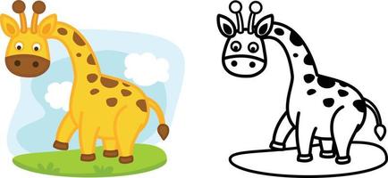 illustrazione di educativo colorazione libro animale giraffa vettore