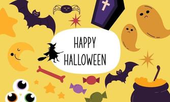 grafico elementi per Halloween scarabocchio vettore. contento Halloween carta sfondo vettore