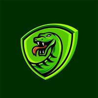 verde vipera serpente sport portafortuna logo design icona con emblema distintivo scudo nel moderno illustrazione vettore. vettore