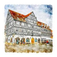 schorndorf Germania acquerello schizzo mano disegnato illustrazione vettore