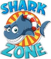 squalo zona icona con squalo cartone animato personaggio vettore