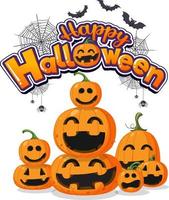 contento Halloween testo logo cartone animato concetto vettore