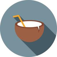 Noce di cocco bevanda piatto lungo ombra icona vettore