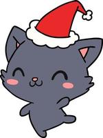 cartone animato di natale del gatto kawaii vettore