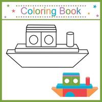 colorazione libro per bambini barca, nero contorno linea, vettore isolato scarabocchio illustrazione
