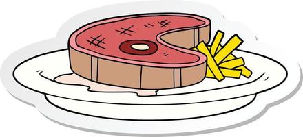 etichetta di un' cartone animato bistecca cena vettore