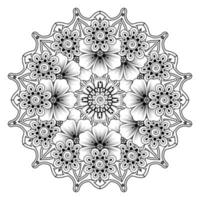 motivo circolare a forma di mandala per henné, mehndi, tatuaggio, decorazione. ornamento decorativo in stile etnico orientale. pagina del libro da colorare. vettore