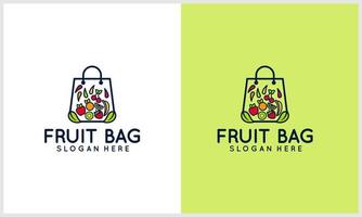 frutta mazzo con negozio Borsa concetto logo design modello vettore