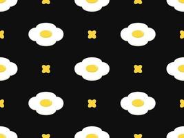 fritte uova cartone animato personaggio senza soluzione di continuità modello su nero sfondo vettore