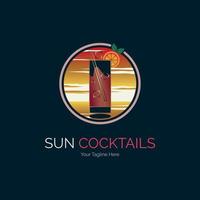 sole cocktail pub bar logo modello design per marca o azienda e altro vettore