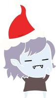 illustrazione a colori piatta di una ragazza vampira non morta che indossa un cappello da Babbo Natale vettore