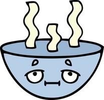 simpatico cartone animato ciotola di zuppa calda vettore