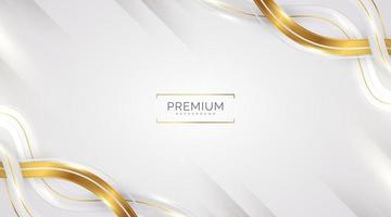 sfondo bianco e oro di lusso con linee dorate e stile taglio carta. sfondo grigio e oro premium per design di premi, nomine, cerimonie, inviti formali o certificati vettore