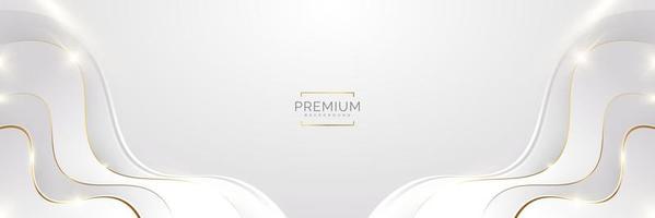 sfondo bianco e oro di lusso con linee dorate e stile taglio carta. sfondo grigio e oro premium per design di premi, nomine, cerimonie, inviti formali o certificati vettore