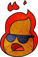cartone animato kawaii fiamme in tonalità vettore