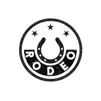 grunge ferro di cavallo rodeo logo vettore