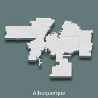 3d isometrico carta geografica di albuquerque è un' città di unito stati vettore