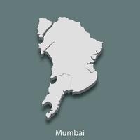 3d isometrico carta geografica di mumbai è un' città di India vettore