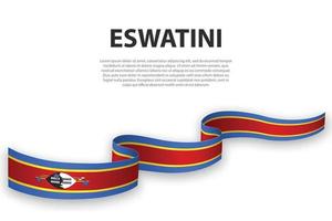 agitando nastro o bandiera con bandiera di eswatini vettore