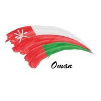 acquerello pittura bandiera di Oman. spazzola ictus illustrazione vettore