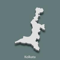 3d isometrico carta geografica di Kolkata è un' città di India vettore