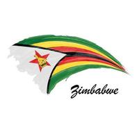 acquerello pittura bandiera di Zimbabwe. spazzola ictus illustrazione vettore