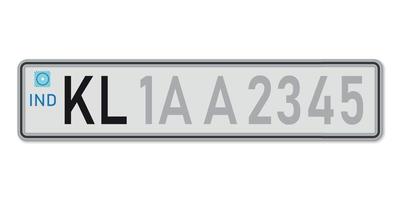 auto numero piatto kerala. veicolo registrazione licenza di India. vettore