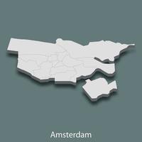 3d isometrico carta geografica di amsterdam è un' città di Olanda vettore