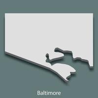 3d isometrico carta geografica di Baltimora è un' città di unito stati vettore