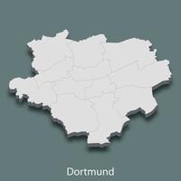 3d isometrico carta geografica di dortmund è un' città di Germania vettore