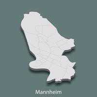 3d isometrico carta geografica di mannheim è un' città di Germania vettore