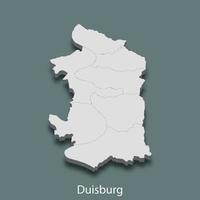3d isometrico carta geografica di duisburg è un' città di Germania vettore