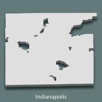 3d isometrico carta geografica di indianapolis è un' città di unito stati vettore