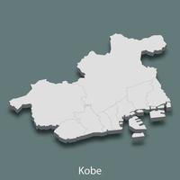 3d isometrico carta geografica di kobe è un' città di Giappone vettore