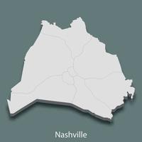 3d isometrico carta geografica di Nashville è un' città di unito stati vettore