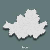 3d isometrico carta geografica di Seoul è un' città di Corea vettore