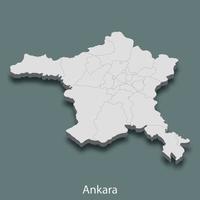 3d isometrico carta geografica di ankara è un' città di tacchino vettore