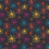 linea arte di fuochi d'artificio. senza soluzione di continuità modello di fuochi d'artificio. decorativo modello su tessuto, kimono, yukata. vettore