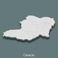 3d isometrico carta geografica di caracas è un' città di Venezuela vettore